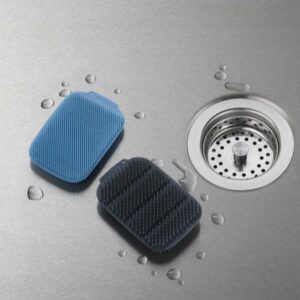Clean Tech Washing-up Scrubber 2-Pack in Blue and Grey with dual-textured polymer bristles