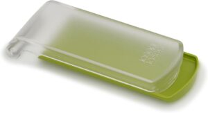 Joseph Joseph waste collecting vegetable peeler in green with transparent chambe